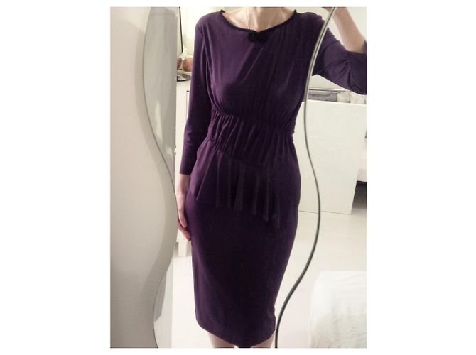 Autre Marque Asymmetrisches gerafftes Kleid Schwarz Lila - Ansicht 3