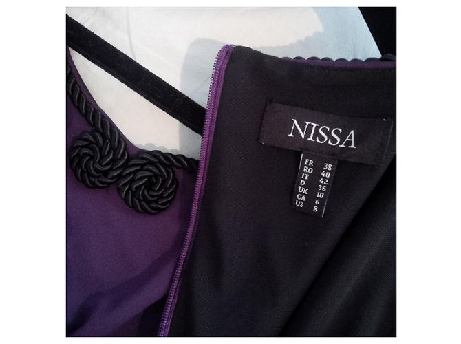 Autre Marque Asymmetrisches gerafftes Kleid Schwarz Lila - Ansicht 9
