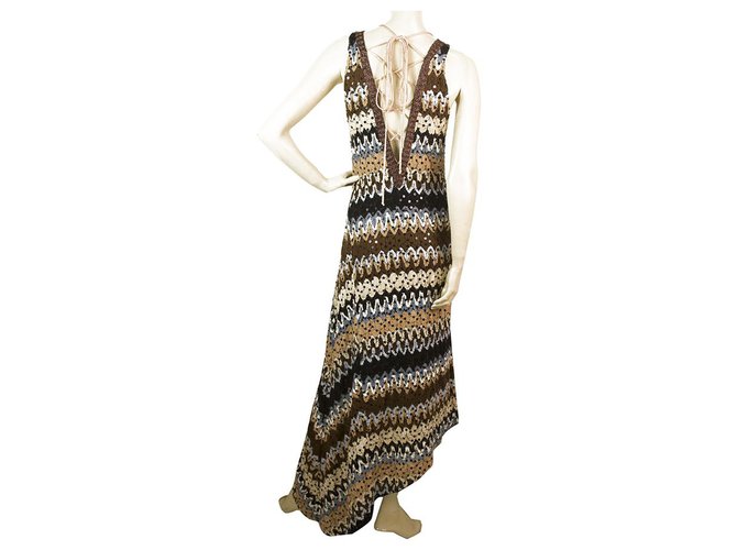 Missoni Robe longue asymétrique en maille de laine multicolore