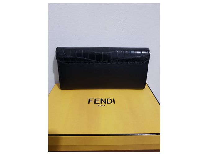 Fendi Black Crocodile Leather Wallet - view 4