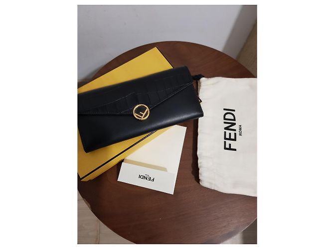 Fendi Black Crocodile Leather Wallet - view 6