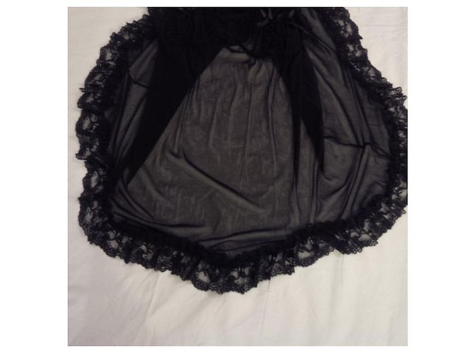 Autre Marque Slip in pizzo e raso nero - vista 6