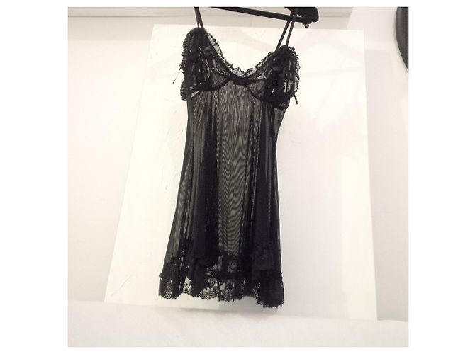 Autre Marque Slip in pizzo e raso nero - vista 7