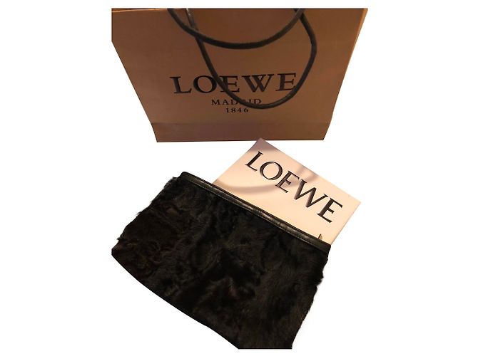 Loewe custodia in pelle e astrakan Nero - vista 2