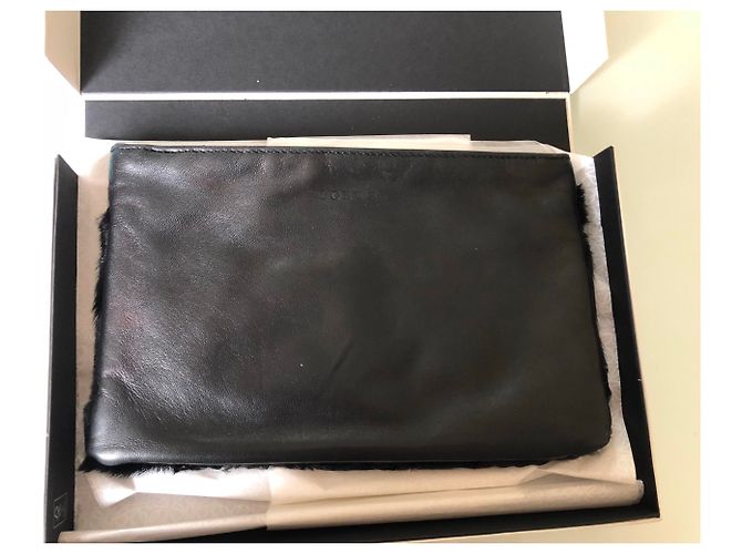 Loewe custodia in pelle e astrakan Nero - vista 3
