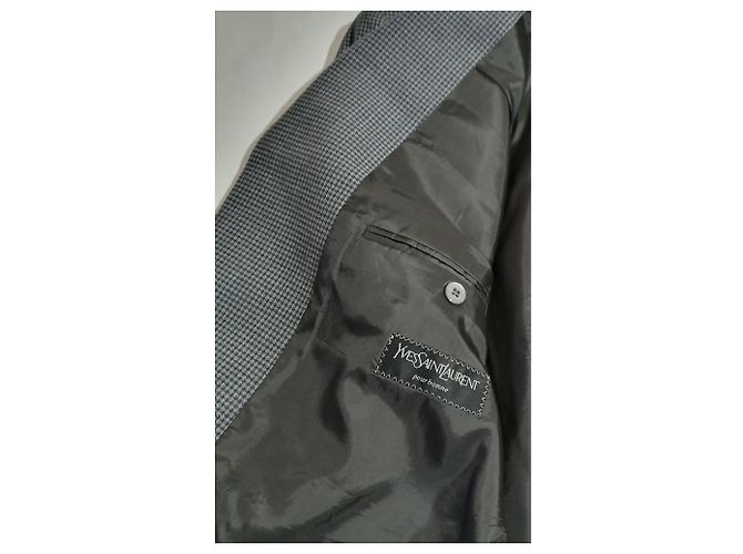 Blazer Yves Saint Laurent Grigio in Lana e Cotone - vista 5