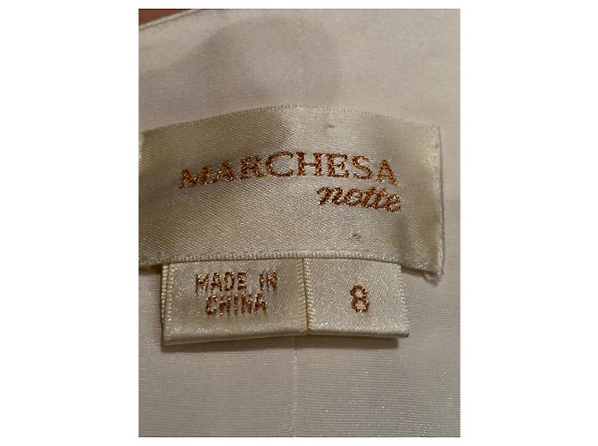 Marchesa Vestido de seda con superposición de gasa de seda. Blanco Crema - vista 12