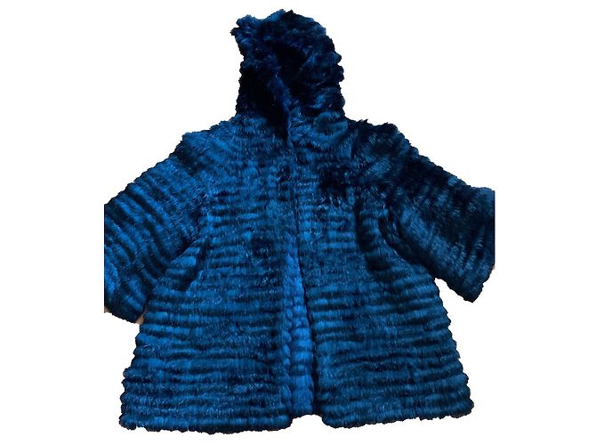 Autre Marque Giacca reversibile in pelliccia di coniglio nera e blu notte Nero Blu scuro - vista 2