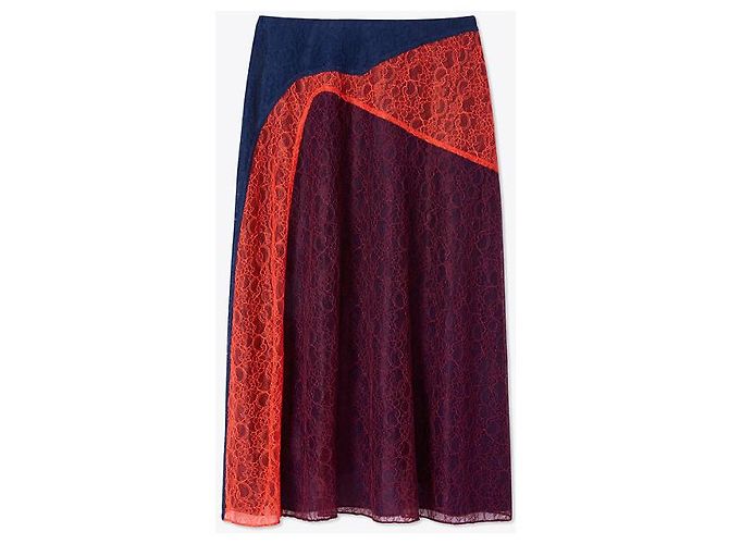 Falda de encaje Kaisa con paneles Tory Burch Azul Naranja Merlot Multicolor - vista 2