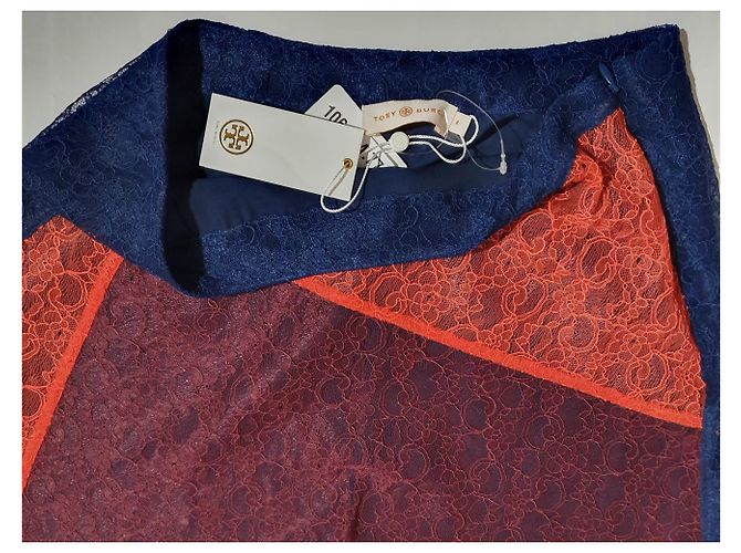 Falda de encaje Kaisa con paneles Tory Burch Azul Naranja Merlot Multicolor - vista 4