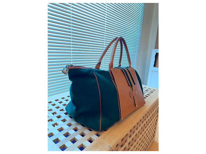 Borsa weekend 48H Delvaux Verde in Tela - vista 3