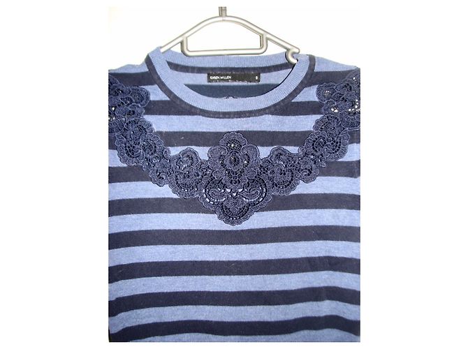 Karen Millen Abito a righe con inserti in pizzo Blu - vista 2