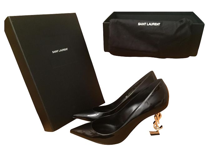 Décolleté Saint Laurent Opyum in vernice nero - vista 2