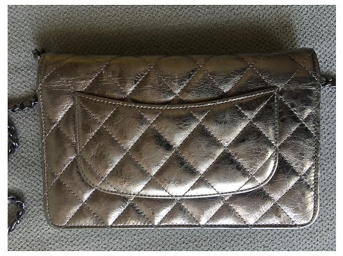 Wallet On Chain Zaino Chanel in pelle bronzo - vista 3