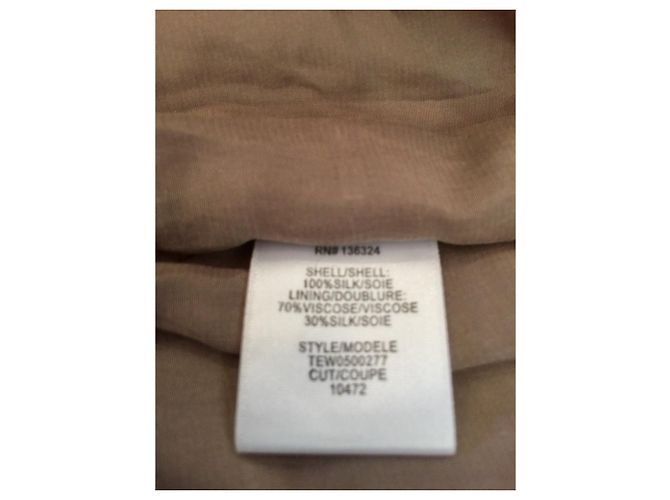Halston Heritage Drapiertes Seidenkleid Braun Creme Beige Roh - Ansicht 7