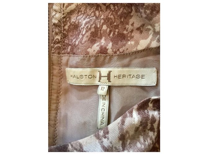 Halston Heritage Drapiertes Seidenkleid Braun Creme Beige Roh - Ansicht 8