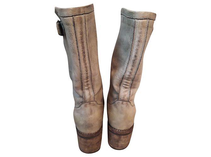 Free Lance Geronimo Biker Stiefel Hellgrün Leder - Ansicht 2