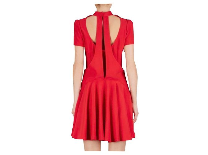 Alexander McQueen - rotes Kreppkleid - Ansicht 2