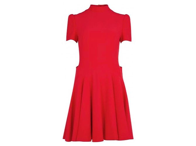 Alexander McQueen - rotes Kreppkleid - Ansicht 3