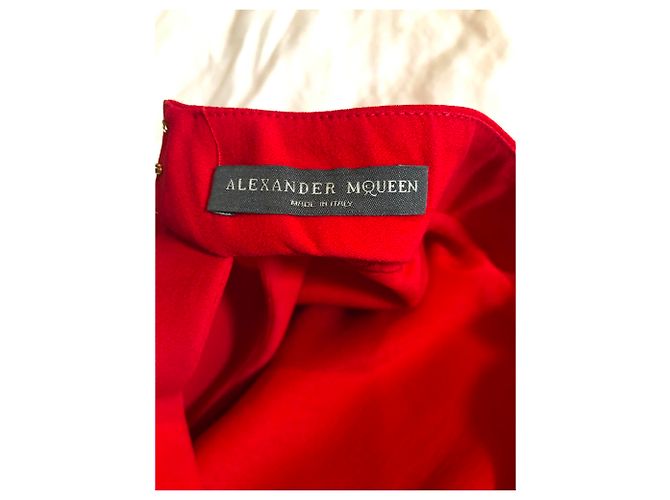 Alexander McQueen - rotes Kreppkleid - Ansicht 5