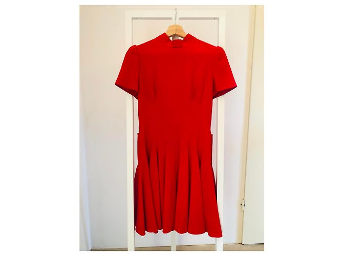 Alexander McQueen - rotes Kreppkleid - Ansicht 7