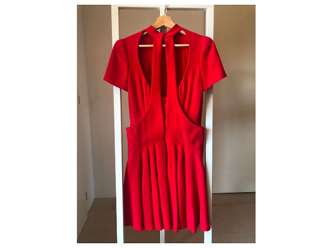 Alexander McQueen - rotes Kreppkleid - Ansicht 8