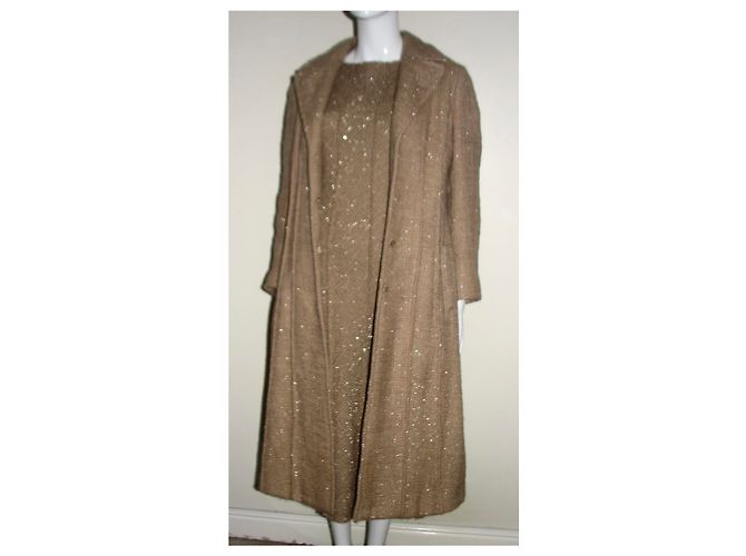 Abrigo de Alberta Ferretti de lana beige y dorado Caramelo - vista 3