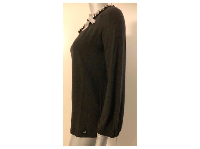 Top Love Moschino Gris Carbón de Viscosa con Cadena Gris antracita - vista 4