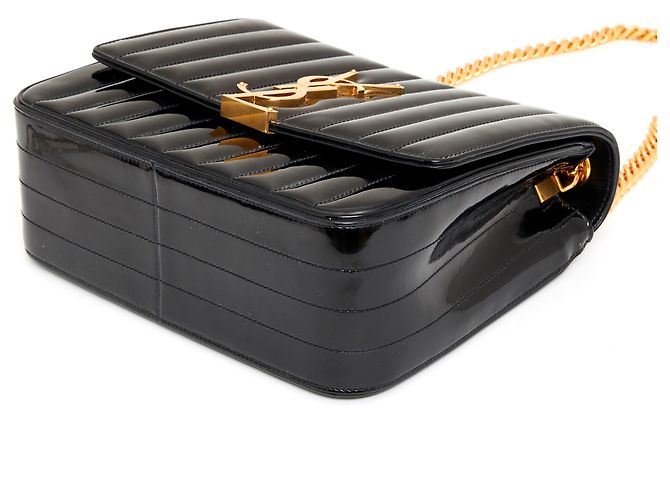 Saint Laurent VICKY GRANDE PATENTE PRETA - vista 4