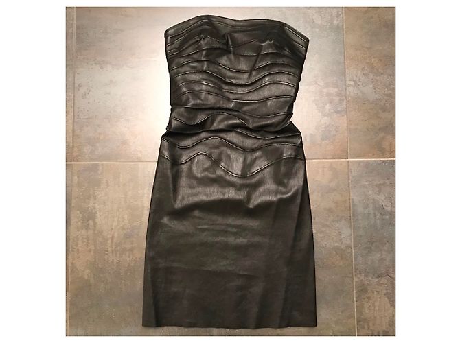 Jitrois Bustierkleid aus schwarzem Lammleder - Ansicht 5