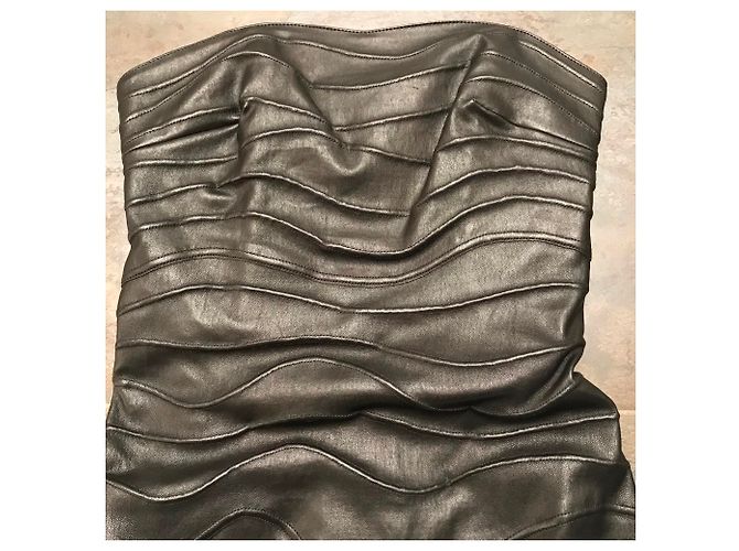 Jitrois Bustierkleid aus schwarzem Lammleder - Ansicht 7