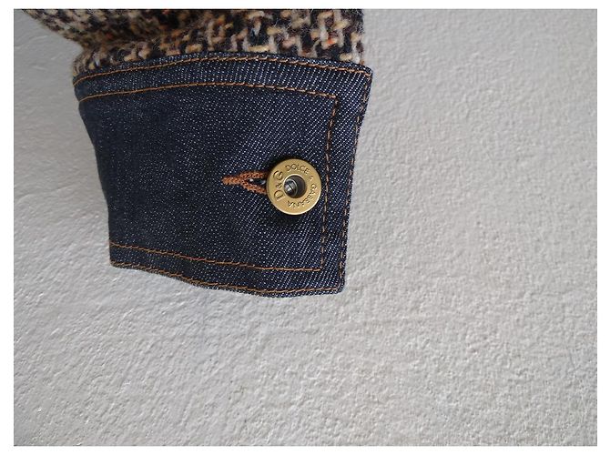 Dolce & Gabbana Abrigo de lana y cuero Marrón Azul Castaño Multicolor - vista 5