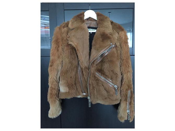 Chaqueta Biker Kenzo de Piel de Canguro Mostaza Talla 36 - vista 2
