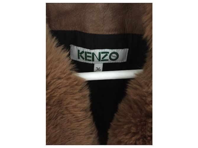 Chaqueta Biker Kenzo de Piel de Canguro Mostaza Talla 36 - vista 3