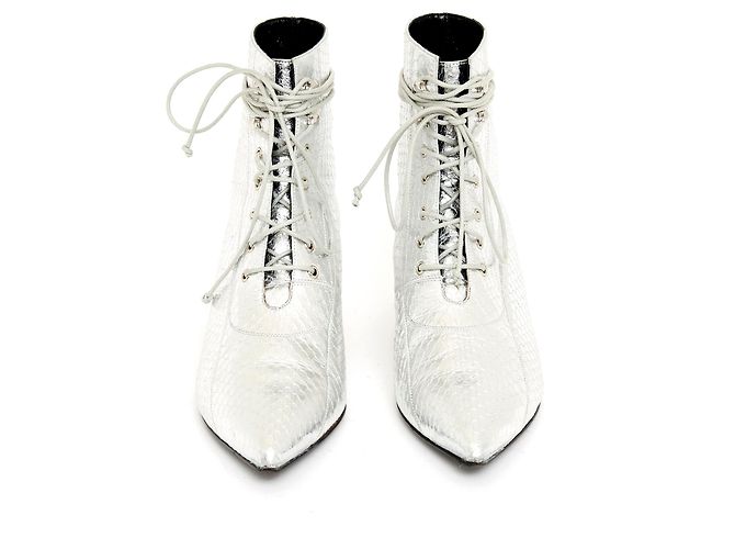 Botas Saint Laurent Cat 5 de piel exótica plateada 37 Plata - vista 2