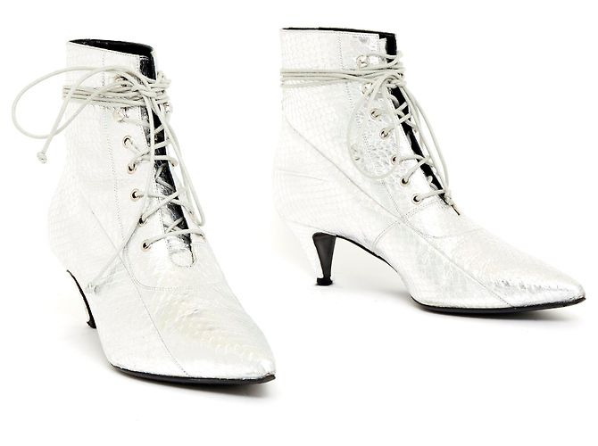 Botas Saint Laurent Cat 5 de piel exótica plateada 37 Plata - vista 3