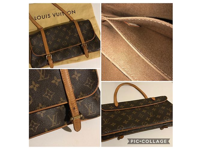 Borsa Louis Vuitton marrone rossiccio MM - vista 3