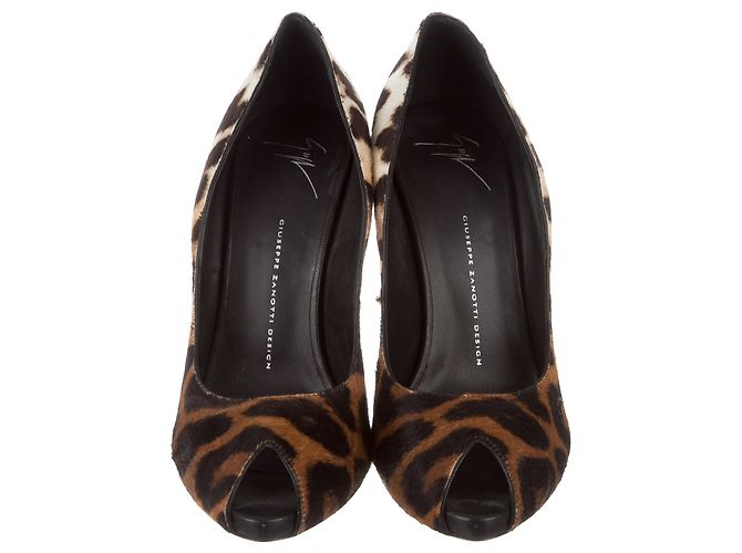 Giuseppe Zanotti Leopardenfell Peeptoes Braun Beige Leopardenprint Karamell - Ansicht 3
