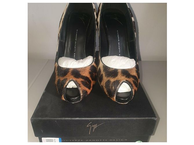 Giuseppe Zanotti Leopardenfell Peeptoes Braun Beige Leopardenprint Karamell - Ansicht 8