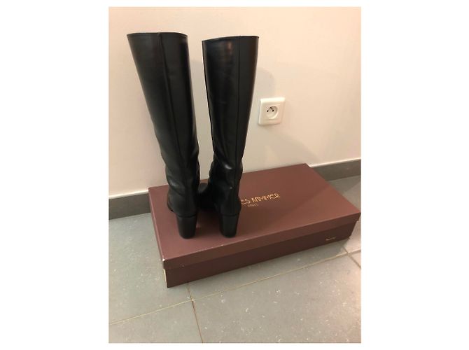 Autre Marque Botas de tacón de cuero negro - vista 2