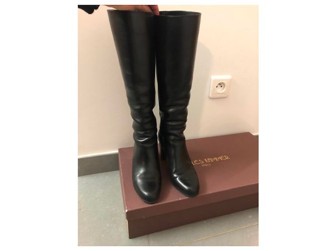 Autre Marque Botas de tacón de cuero negro - vista 3