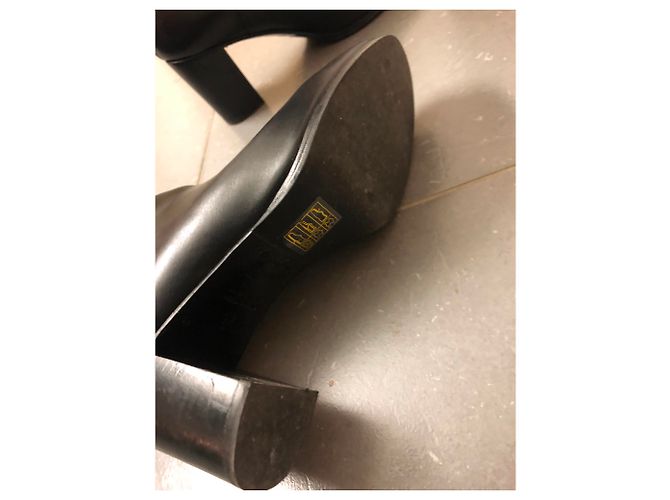 Autre Marque Botas de tacón de cuero negro - vista 4