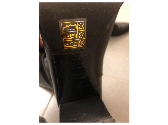 Autre Marque Botas de tacón de cuero negro - vista 5