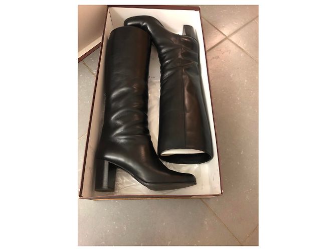 Autre Marque Botas de tacón de cuero negro - vista 6