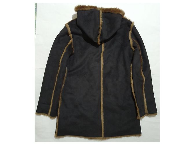 Abrigo Dennis Basso Marrón Negro Poliéster Castaño - vista 12