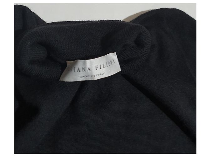Fabiana Filippi Schwarzer Merinowolle Strickpullover M - Ansicht 3
