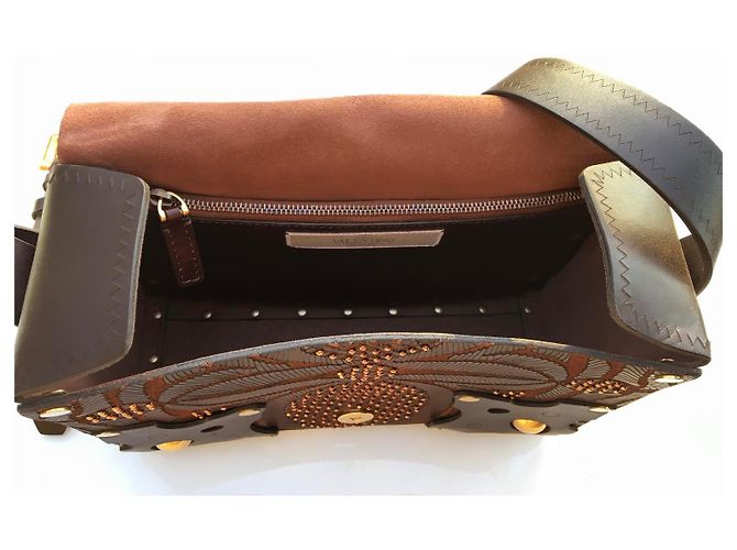 Borsa a tracolla Valentino Africa in pelle marrone - vista 3