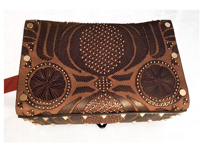 Borsa a tracolla Valentino Africa in pelle marrone - vista 6