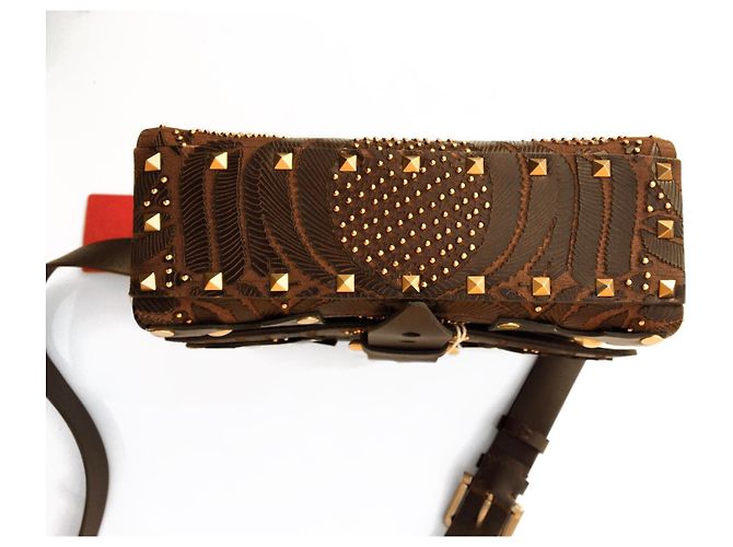 Borsa a tracolla Valentino Africa in pelle marrone - vista 7