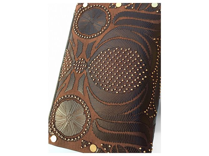 Borsa a tracolla Valentino Africa in pelle marrone - vista 8